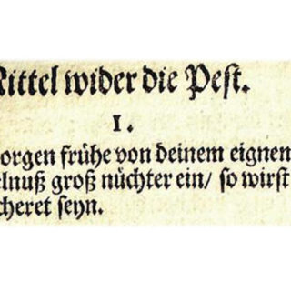 Faksimile eines Rezeptes gegen die Pest aus der "Heylsamen Hauß-Apotecken", 1714